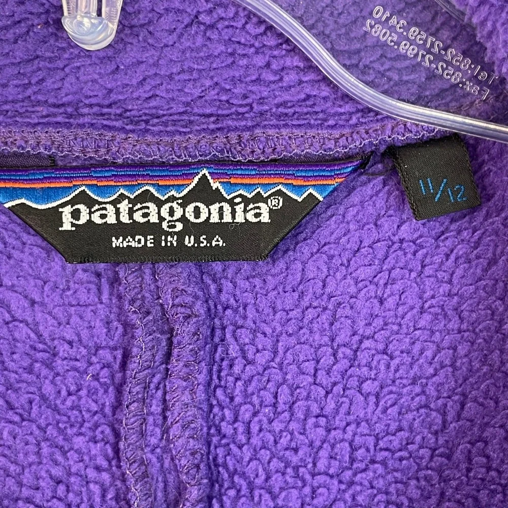 Patagonia Fleece Jacket Womens 11/12 Purple Vintage Synchilla USA *Broken ZIp